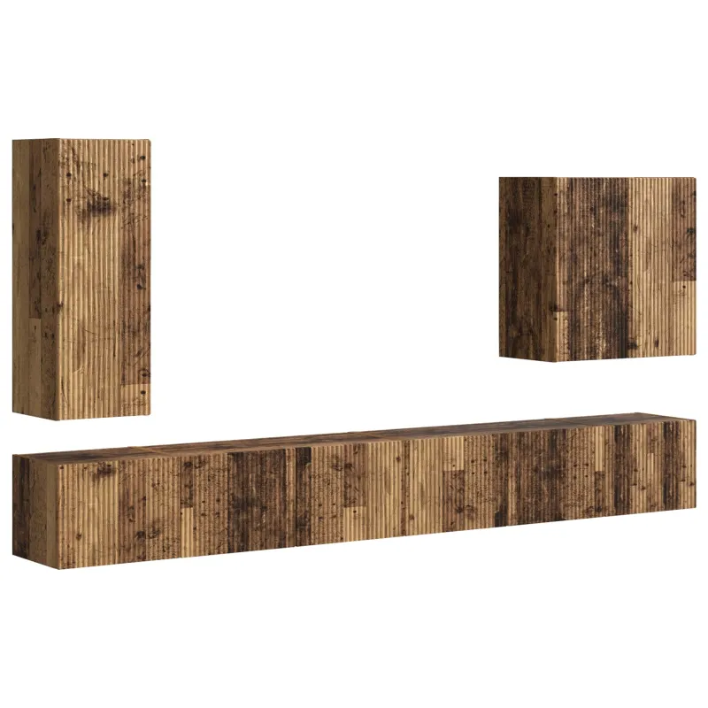 TV sieninio kabineto komplektas 6 pcs Senovinis medis