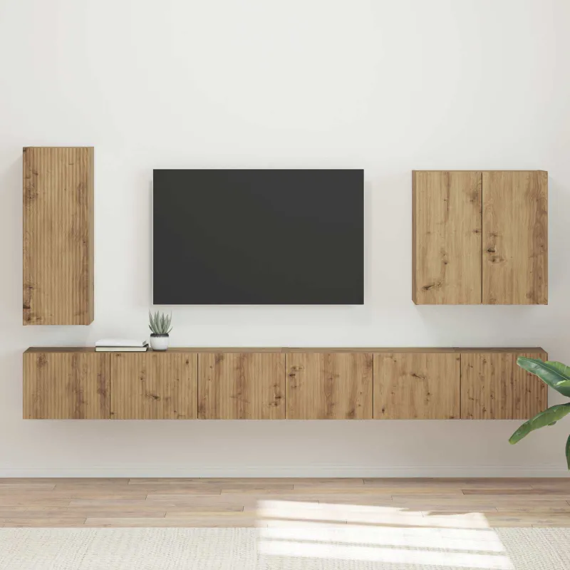 TV sieninio kabineto komplektas 6 pcs Amatininkų ąžuolas