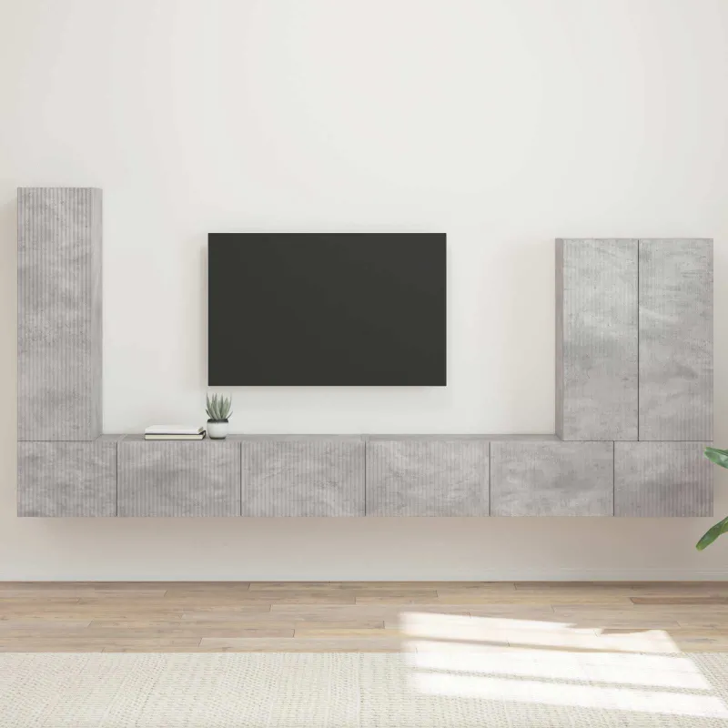 TV sieninio kabineto komplektas 6 pcs Betono pilka