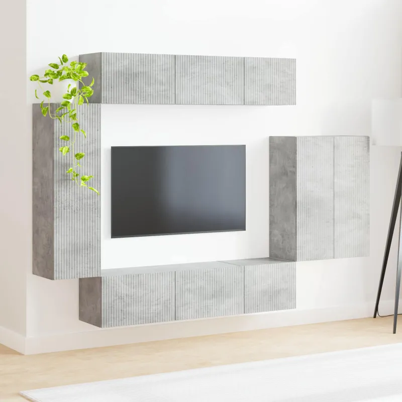 TV sieninio kabineto komplektas 6 pcs Betono pilka
