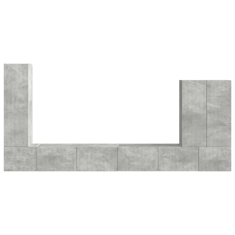 TV sieninio kabineto komplektas 6 pcs Betono pilka