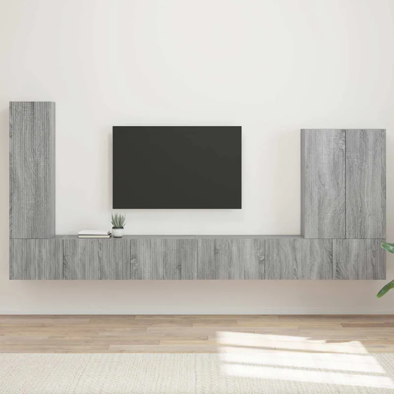 TV sieninio kabineto komplektas 6 pcs Pilkas Sonoma
