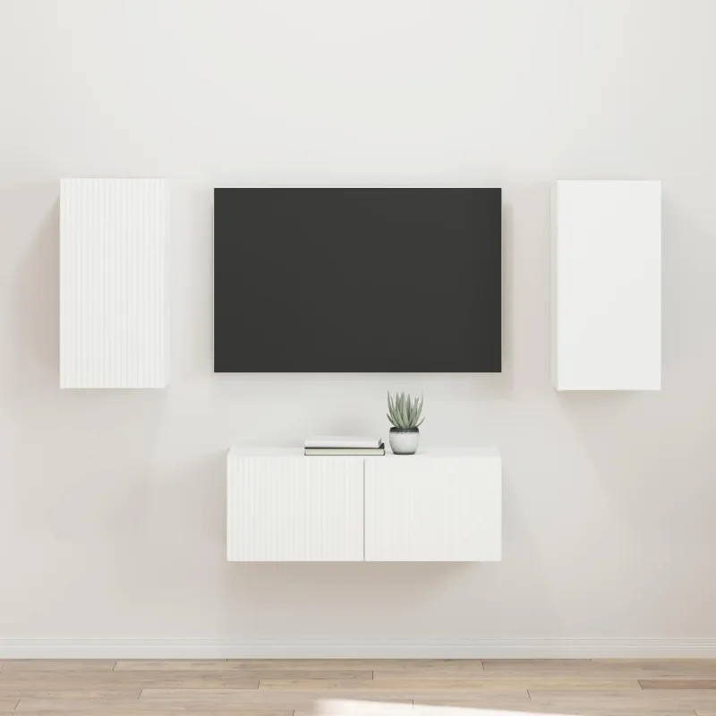 TV spintelių komplektas 2 pcs Balta Apdirbta mediena