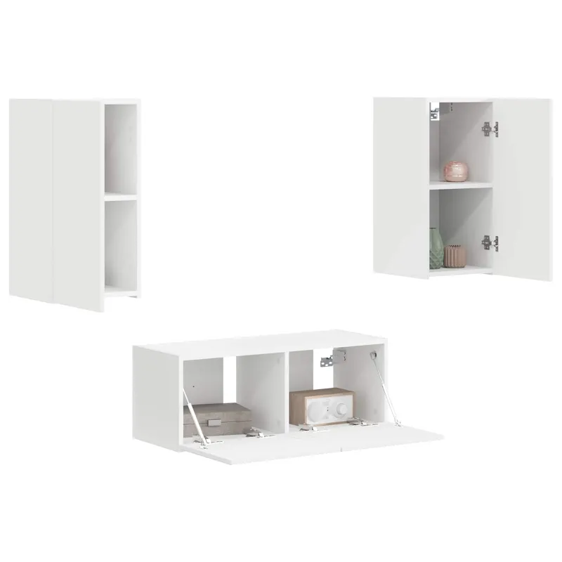 TV spintelių komplektas 2 pcs Balta Apdirbta mediena