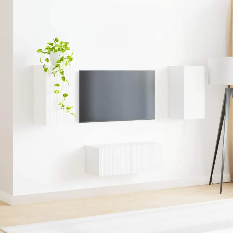 TV spintelių komplektas 2 pcs Balta Apdirbta mediena