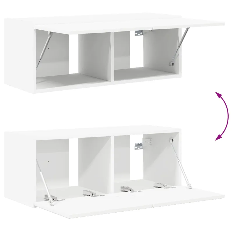 TV spintelių komplektas 2 pcs Balta Apdirbta mediena