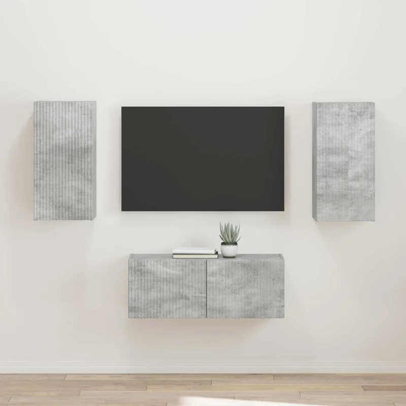 TV spintelių komplektas 2 pcs Betono pilka Apdirbta mediena