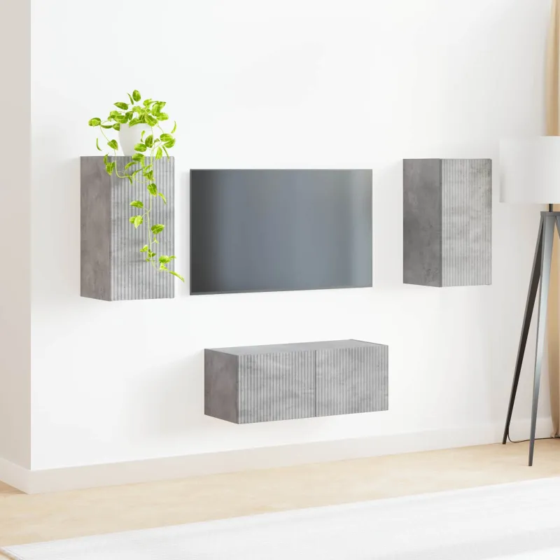 TV spintelių komplektas 2 pcs Betono pilka Apdirbta mediena
