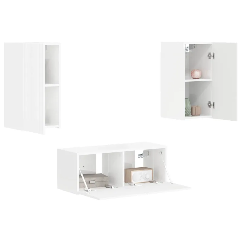 TV spintelių komplektas 2 pcs Aukštai blizganti balta