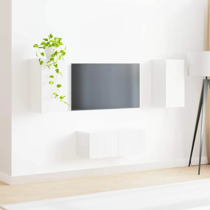 TV spintelių komplektas 2 pcs Aukštai blizganti balta