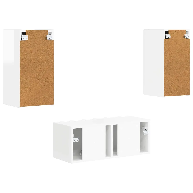 TV spintelių komplektas 2 pcs Aukštai blizganti balta