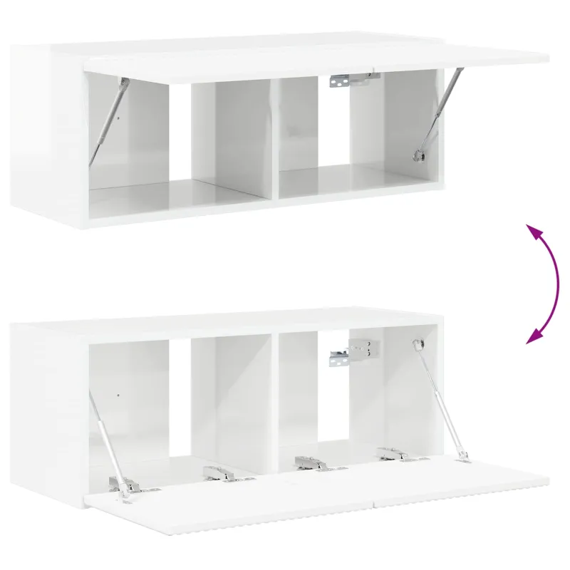 TV spintelių komplektas 2 pcs Aukštai blizganti balta