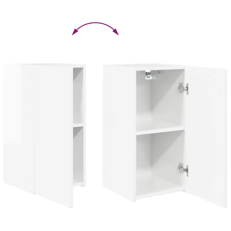 TV spintelių komplektas 2 pcs Aukštai blizganti balta