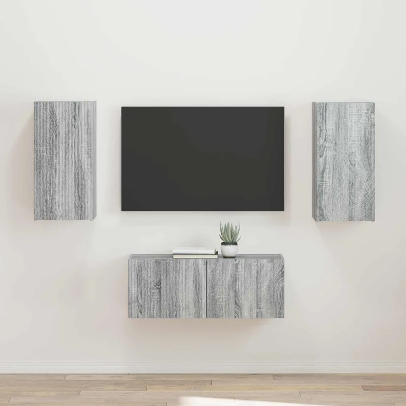 TV spintelių komplektas 2 pcs Pilkas Sonoma Apdirbta mediena
