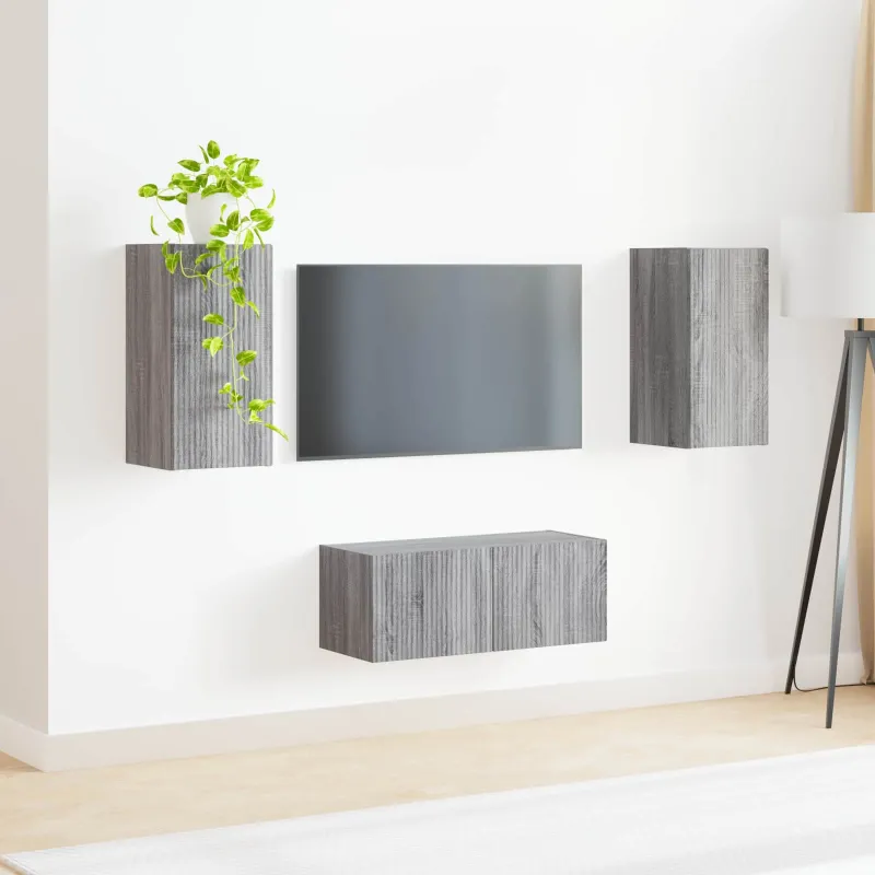 TV spintelių komplektas 2 pcs Pilkas Sonoma Apdirbta mediena