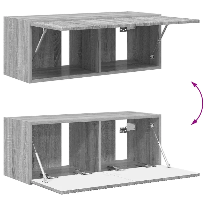 TV spintelių komplektas 2 pcs Pilkas Sonoma Apdirbta mediena
