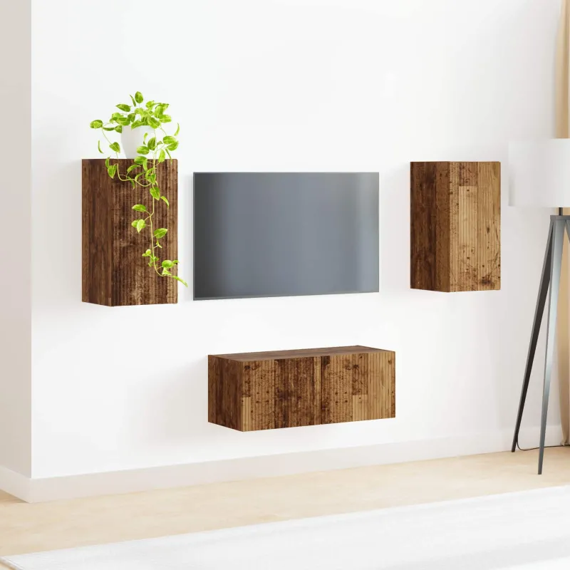TV spintelių komplektas 2 pcs Senas medis Apdirbta mediena