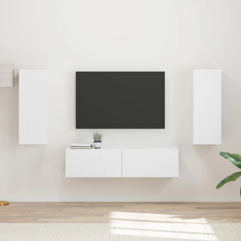 TV spintelių komplektas 2 pcs Balta Apdirbta mediena