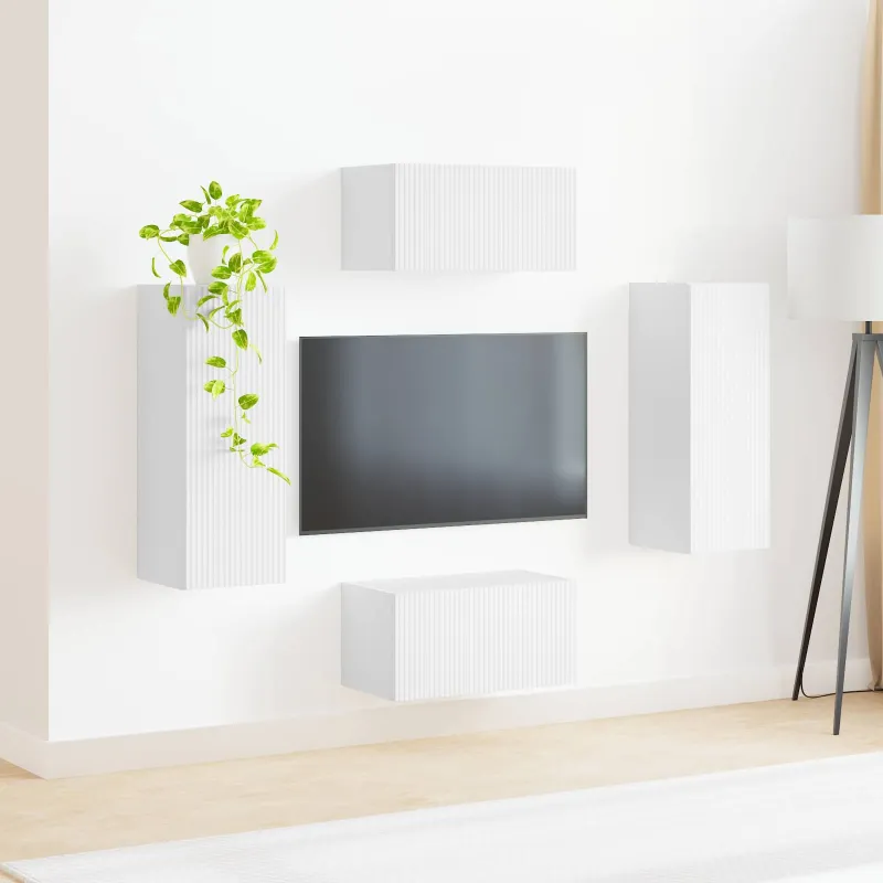TV spintelių komplektas 2 pcs Balta Apdirbta mediena