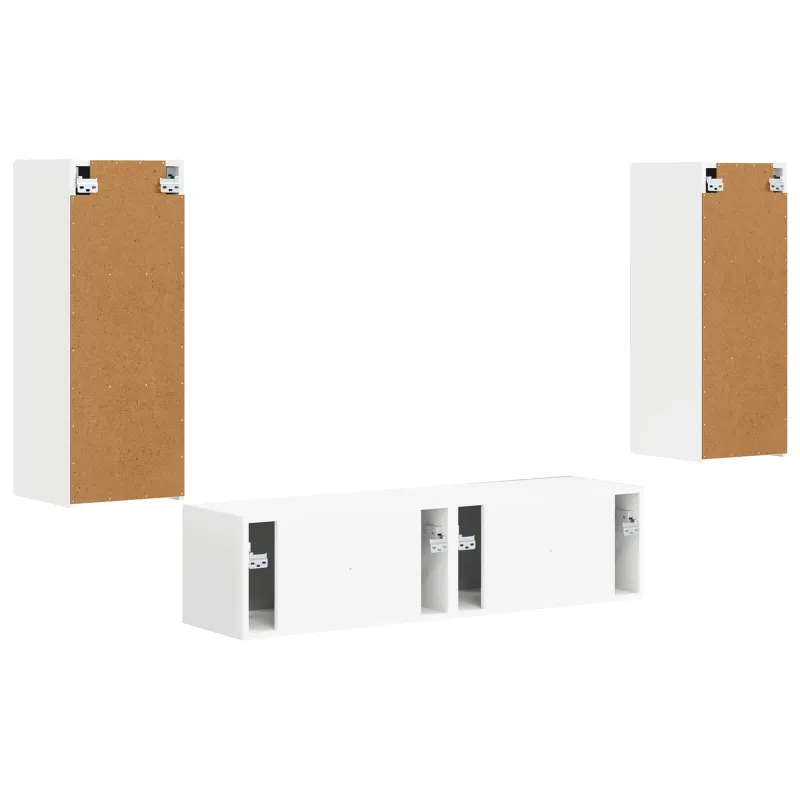 TV spintelių komplektas 2 pcs Balta Apdirbta mediena