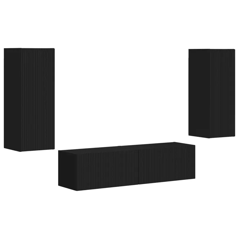 TV spintelių komplektas 2 pcs Juoda Apdirbta mediena