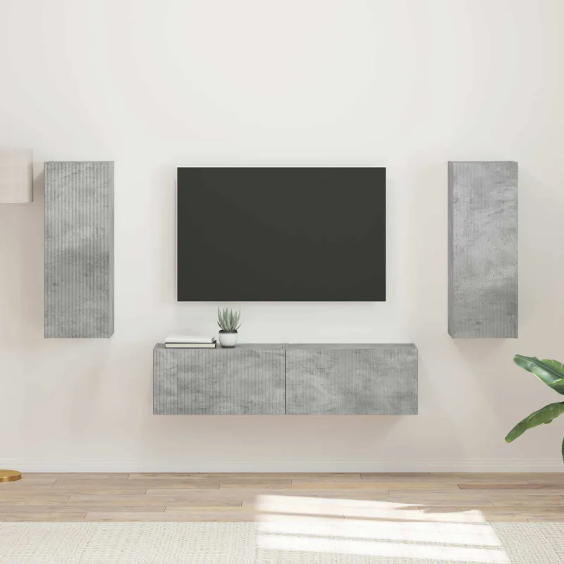 TV spintelių komplektas 2 pcs Betono pilka Apdirbta mediena