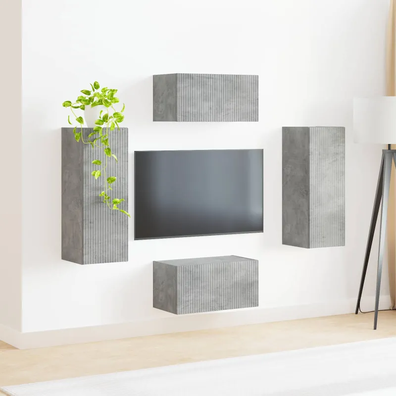 TV spintelių komplektas 2 pcs Betono pilka Apdirbta mediena