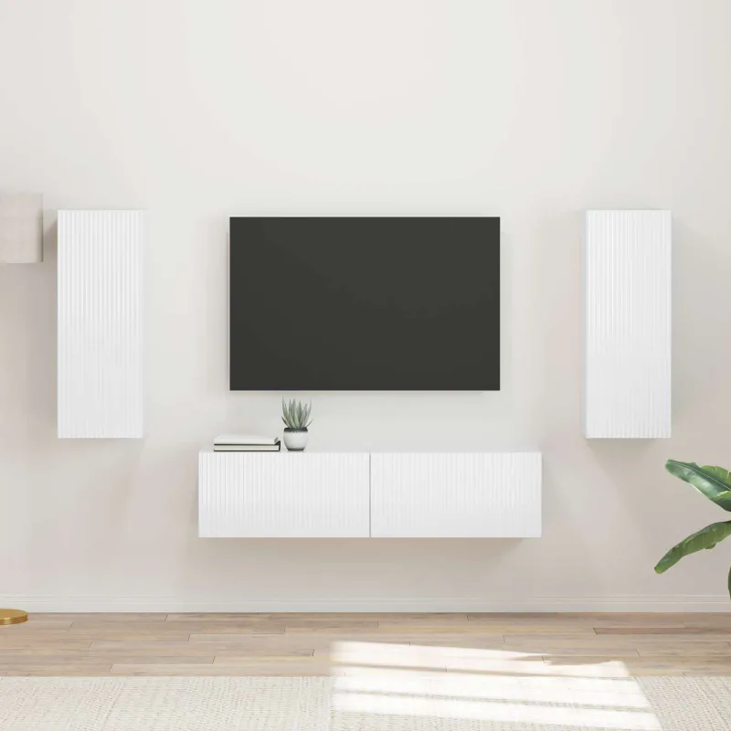 TV spintelių komplektas 2 pcs Aukštai blizganti balta