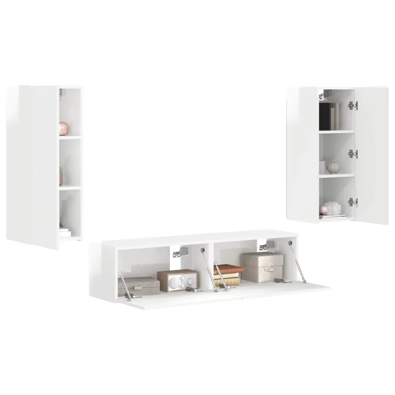 TV spintelių komplektas 2 pcs Aukštai blizganti balta