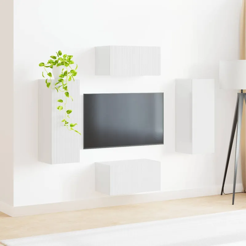 TV spintelių komplektas 2 pcs Aukštai blizganti balta