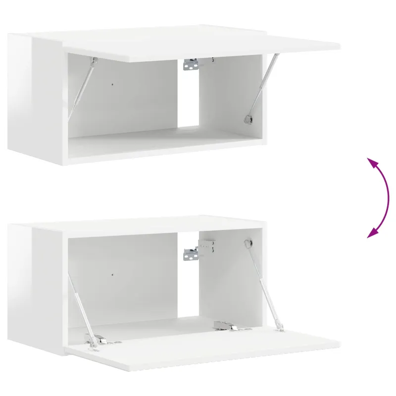 TV spintelių komplektas 2 pcs Aukštai blizganti balta