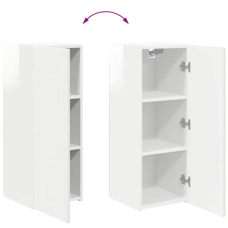 TV spintelių komplektas 2 pcs Aukštai blizganti balta