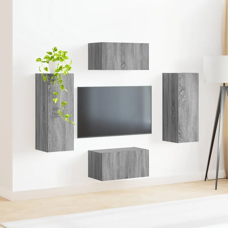 TV spintelių komplektas 2 pcs Pilkas Sonoma Apdirbta mediena