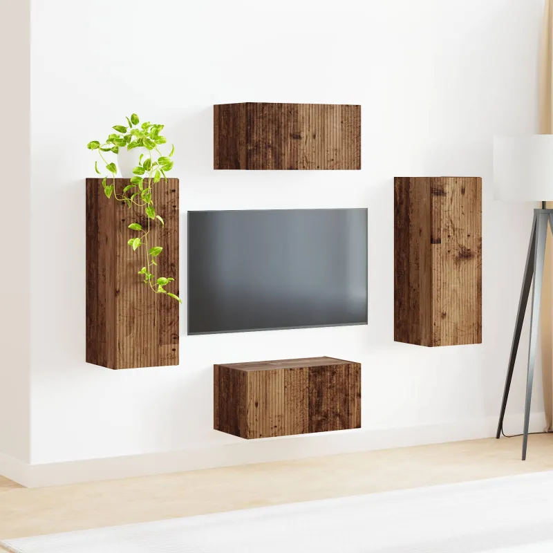 TV spintelių komplektas 2 pcs Senas medis Apdirbta mediena