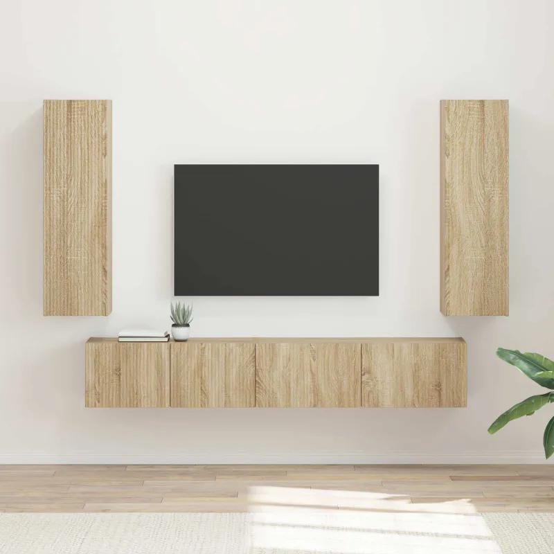 TV spintelių komplektas 3 pcs Sonoma ąžuolas Apdirbta mediena