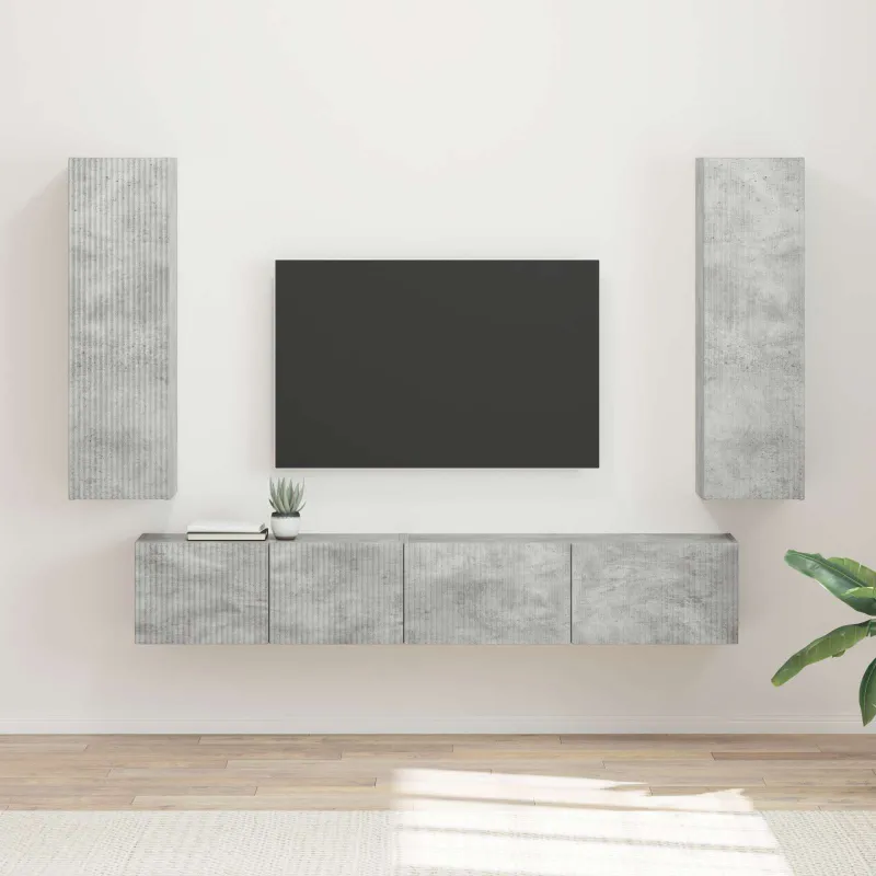 TV spintelių komplektas 3 pcs Betono pilka Apdirbta mediena