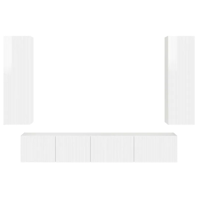 TV spintelių komplektas 3 pcs Aukštai blizganti balta