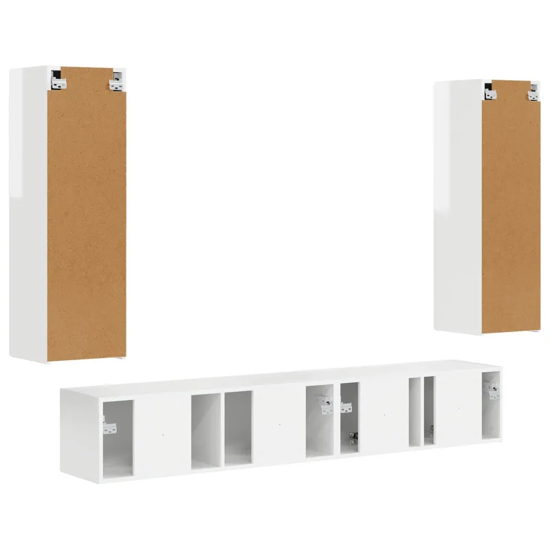 TV spintelių komplektas 3 pcs Aukštai blizganti balta
