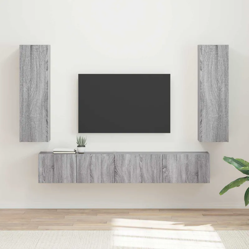 TV spintelių komplektas 3 pcs Pilkas Sonoma Apdirbta mediena