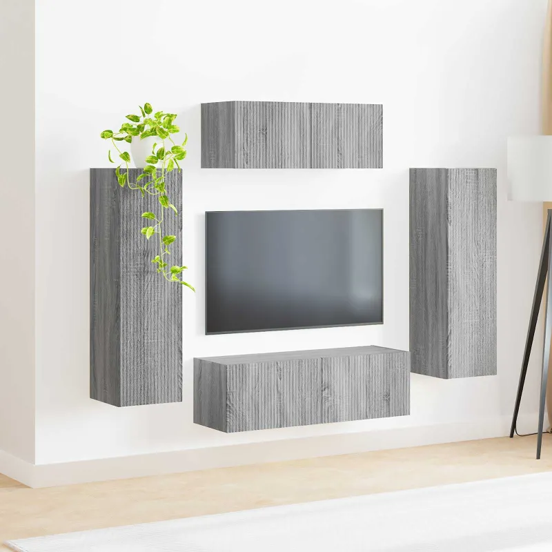 TV spintelių komplektas 3 pcs Pilkas Sonoma Apdirbta mediena