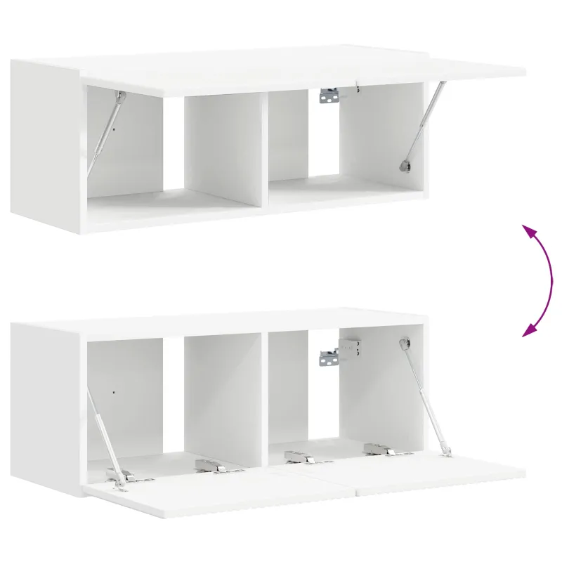 TV spintelių komplektas 3 pcs Balta Apdirbta mediena