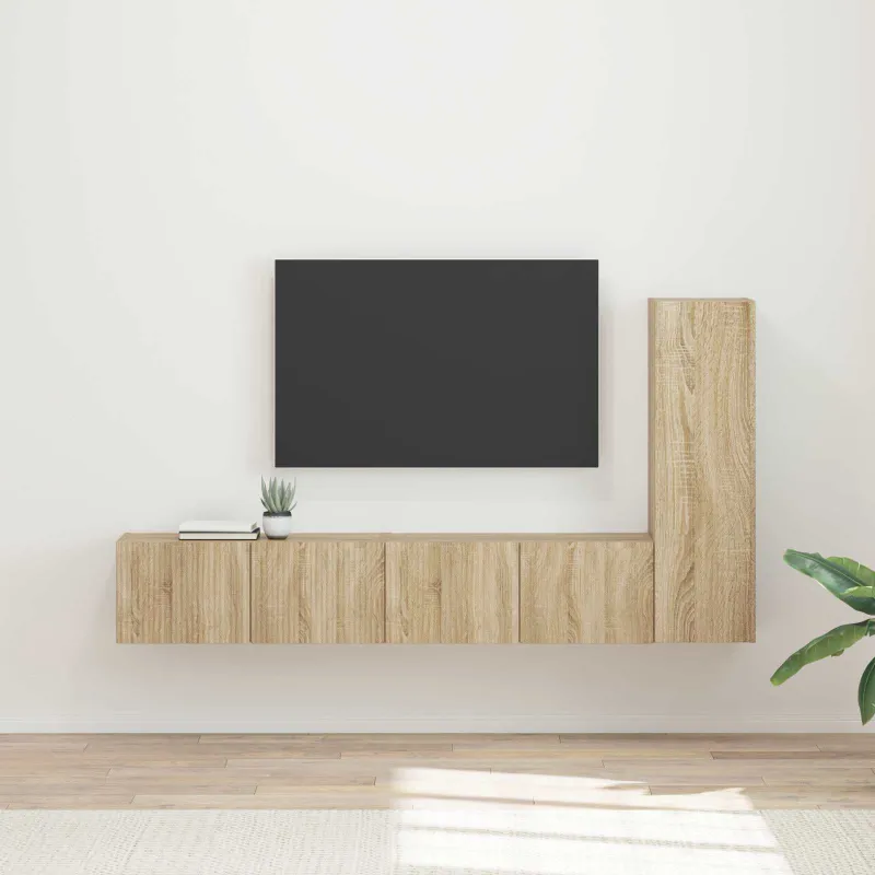 TV spintelių komplektas 3 pcs Sonoma ąžuolas Apdirbta mediena