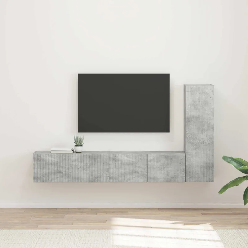 TV spintelių komplektas 3 pcs Betono pilka Apdirbta mediena