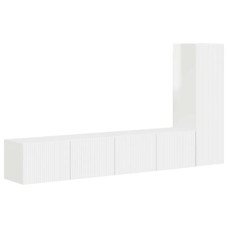 TV spintelių komplektas 3 pcs Aukštai blizganti balta