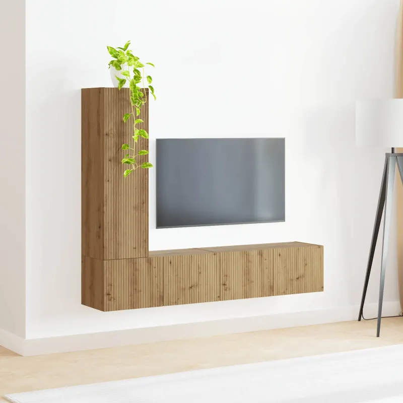TV spintelių komplektas 3 pcs Amatininkų ąžuolas
