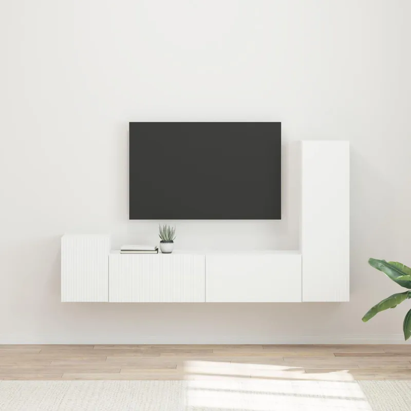 TV spintelių komplektas 4 pcs Balta Apdirbta mediena