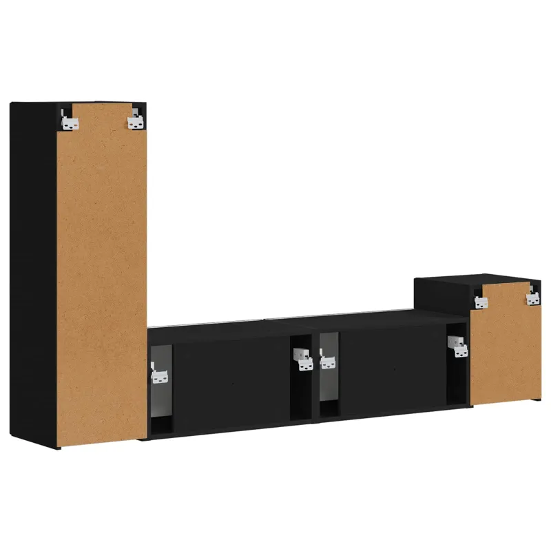 TV spintelių komplektas 4 pcs Juoda Apdirbta mediena