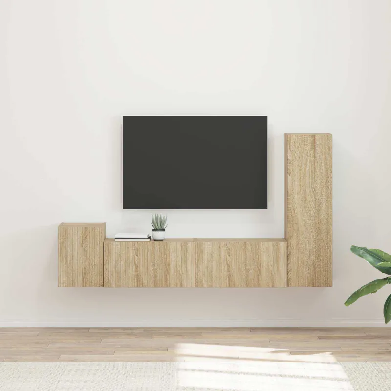 TV spintelių komplektas 4 pcs Sonoma ąžuolas Apdirbta mediena