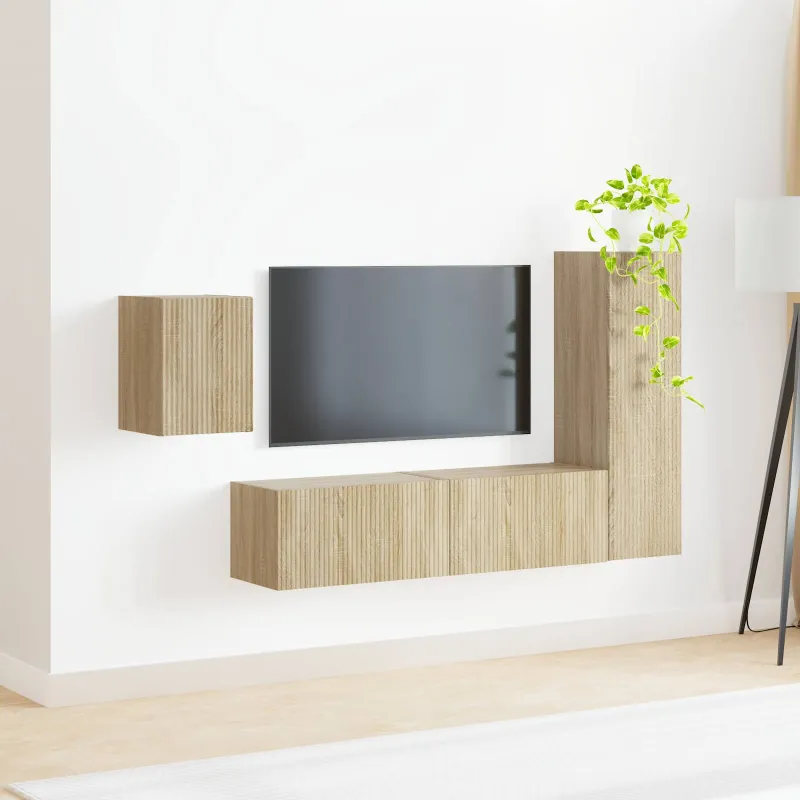TV spintelių komplektas 4 pcs Sonoma ąžuolas Apdirbta mediena