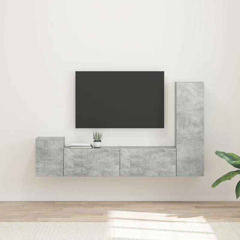 TV spintelių komplektas 4 pcs Betono pilka Apdirbta mediena